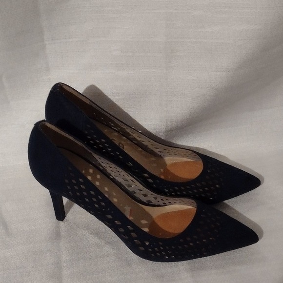 Unisa Women's Navy-Blue Fabric Upper Pumps Heels Size 10 - Picture 2 of 5